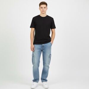 Men's Vintage Designer Exchange Blue Cargo Jeans Size 34